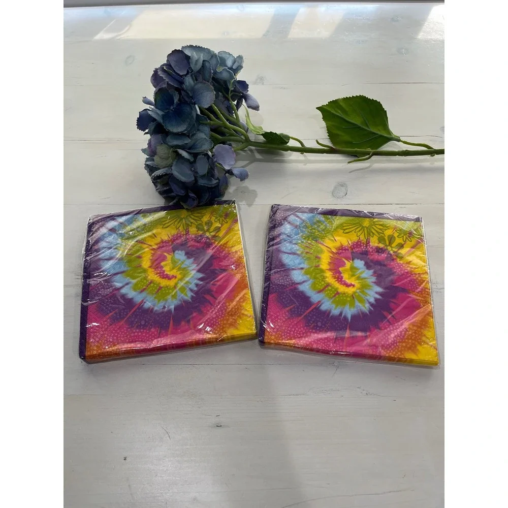 New! Lot of 2 Unique Tye‎ Dye Swirl Luncheon Napkins 16 Count Party Supplies